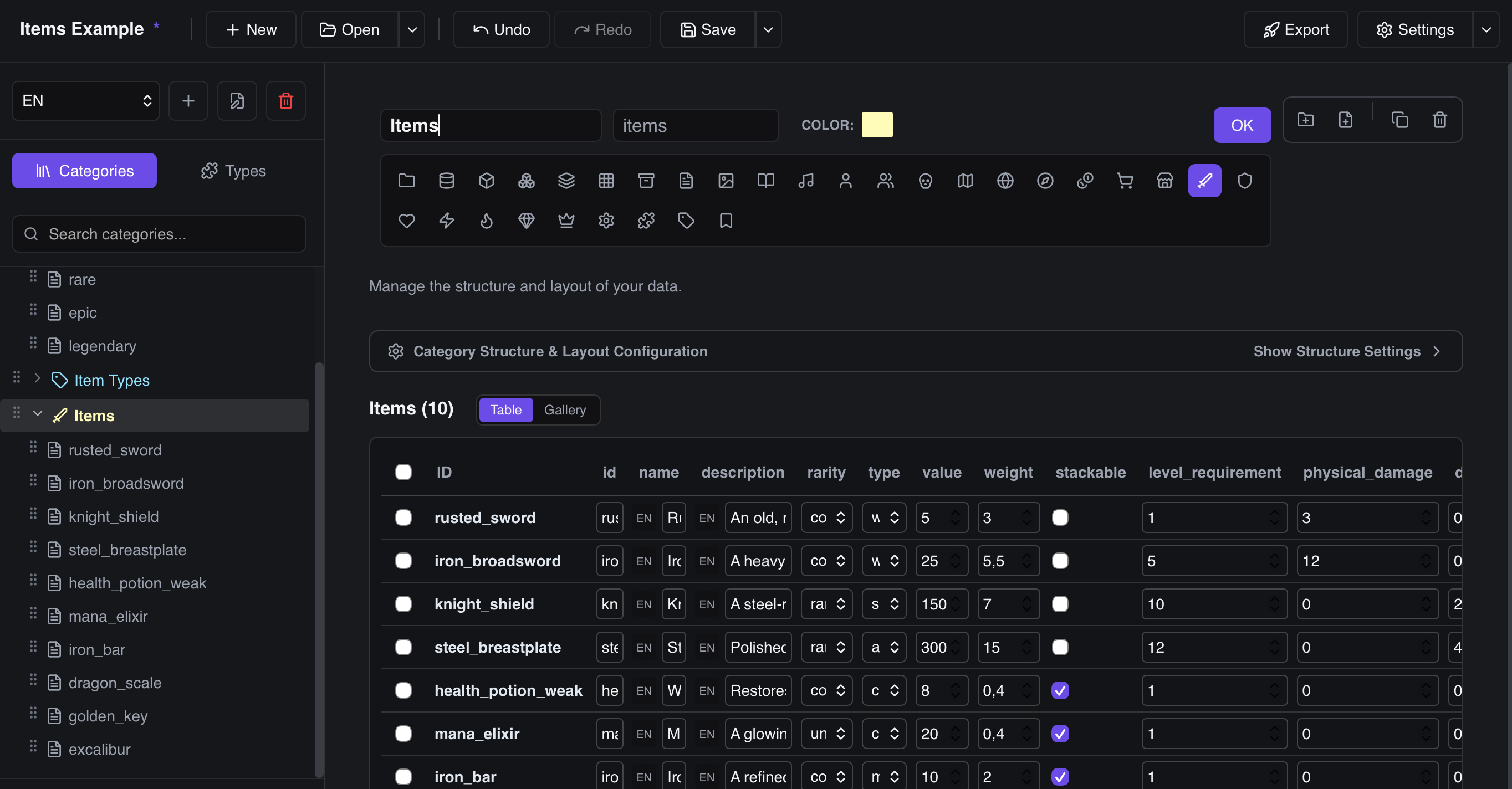 Category inline editing (Double-click activation)